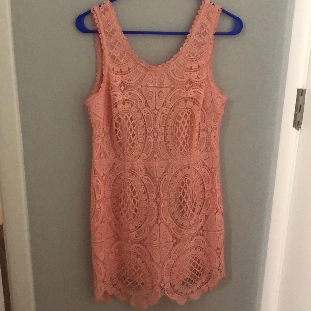 Peach Lace Detail Dress